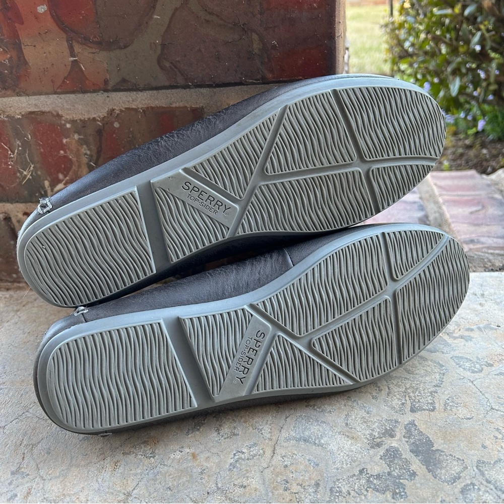 Sperry Leather Suede Driving Shoes Loafer Gray Slip On Sz 7M - Picture 6 of 7